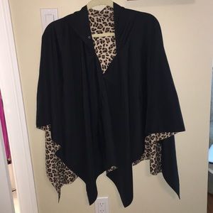 Black cheetah cape size fits all hooded for rain